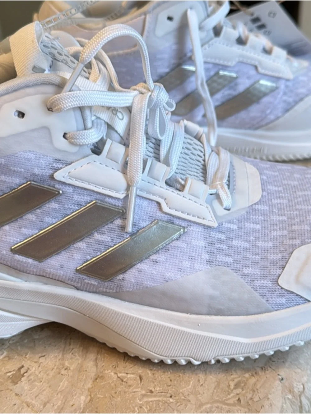 adidas White and Silver Athletic Shoes